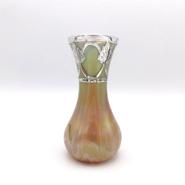 Rindskopf Glass Vase with Sterling Silver Overlay, circa 1900 Decor Kirsten's Corner 