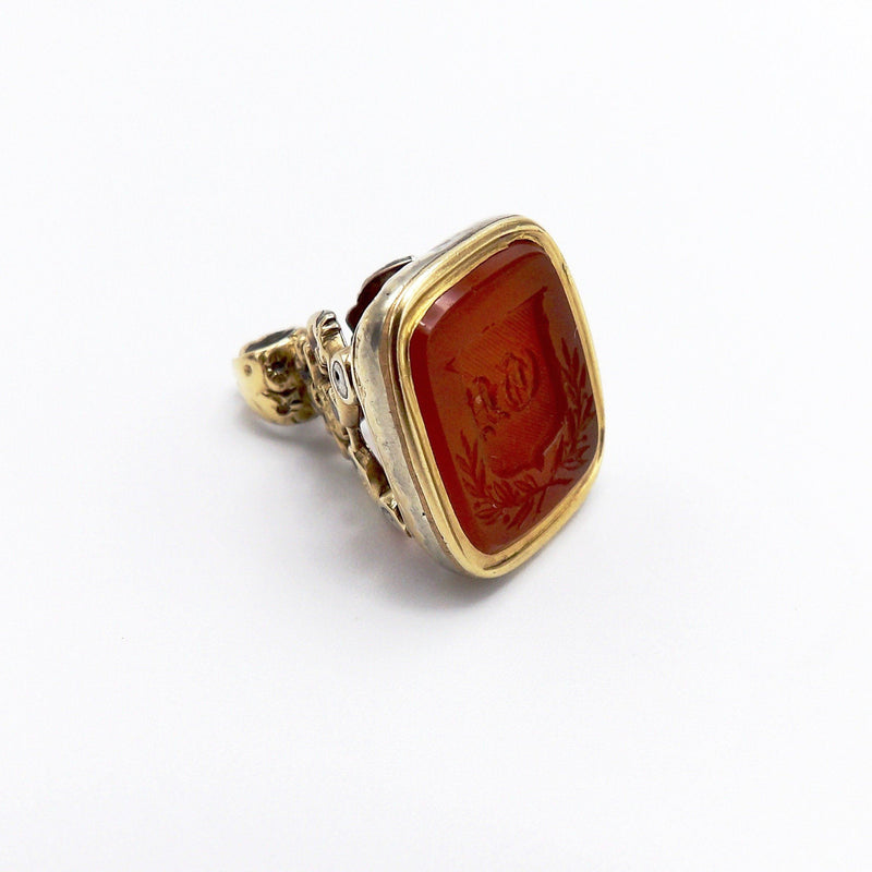 Georgian Fob Gold Cased with Carved Carnelian Fob Kirsten's Corner Jewelry 