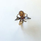 14K Gold and Silver Insect Ring with Topaz