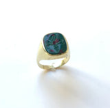 14K Gold Bloodstone Edwardian Intaglio Signet Ring