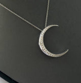 18K White Gold Crescent Moon Necklace