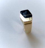 14K Gold Vintage Modernist Inlaid Onyx Ring