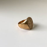 18K Gold Signet Ring with Heraldic Shield