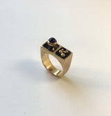 14K Modern Architectural Ring with Amethyst