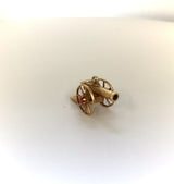 18K Gold Victorian Articulated Cannon Charm with Coral