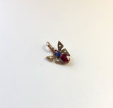 Victorian 14K Gold Pearl, Garnet, and Paste Butterfly Pendant