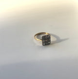 Edwardian 18K Gold & Platinum Old Mine Cut Diamond Cobblestone Ring