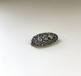Victorian Diamond Silver Front Gold Backed Oval Brooch or Pendant