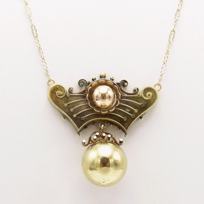 Exquisite Rose & Yellow Gold, Etruscan Revival Necklace Necklace Kirsten's Corner Jewelry 