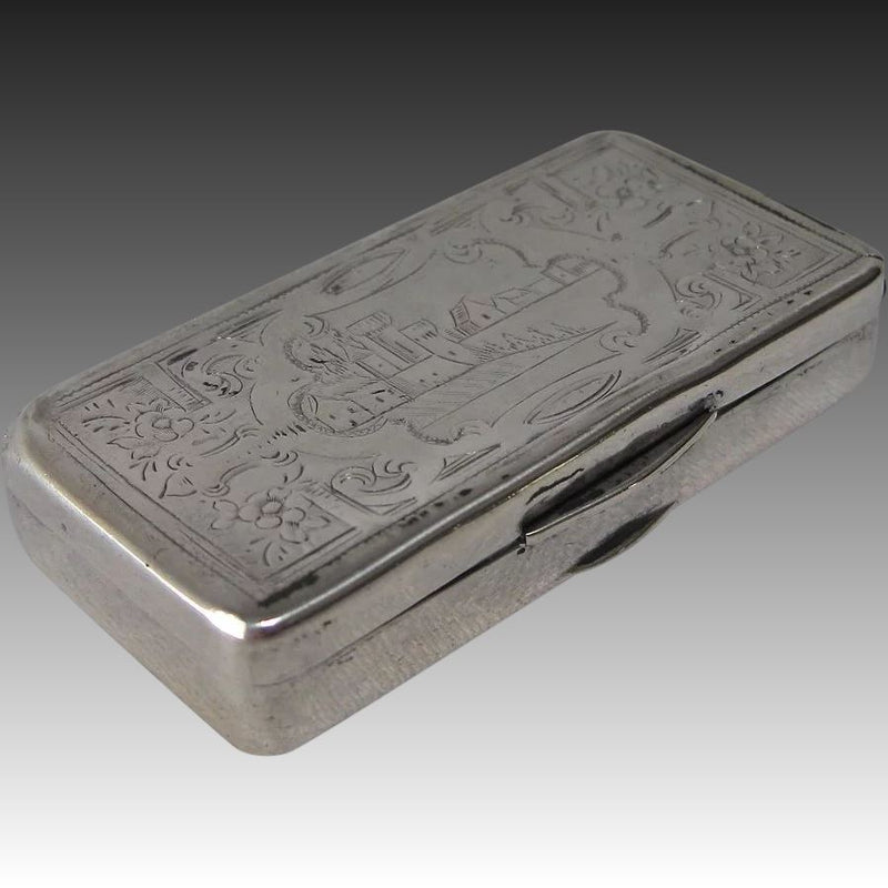 Rare French Silver (800) Match Safe with Castle Top, circa 1870s Case Kirsten's Corner Jewelry 