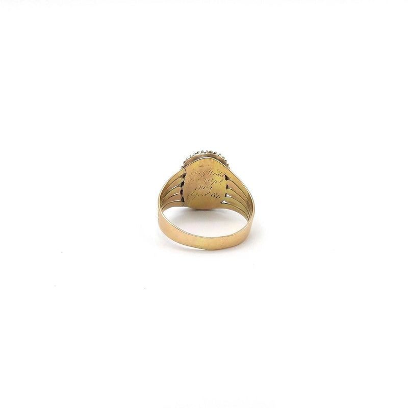 Georgian 15K Gold Seed Pearl Mourning Ring Ring Kirsten's Corner Jewelry 