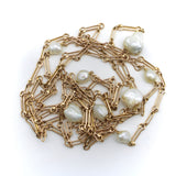 14K Gold Edwardian Long Chain with Mississippi River Pearls Chain Kirsten's Corner 