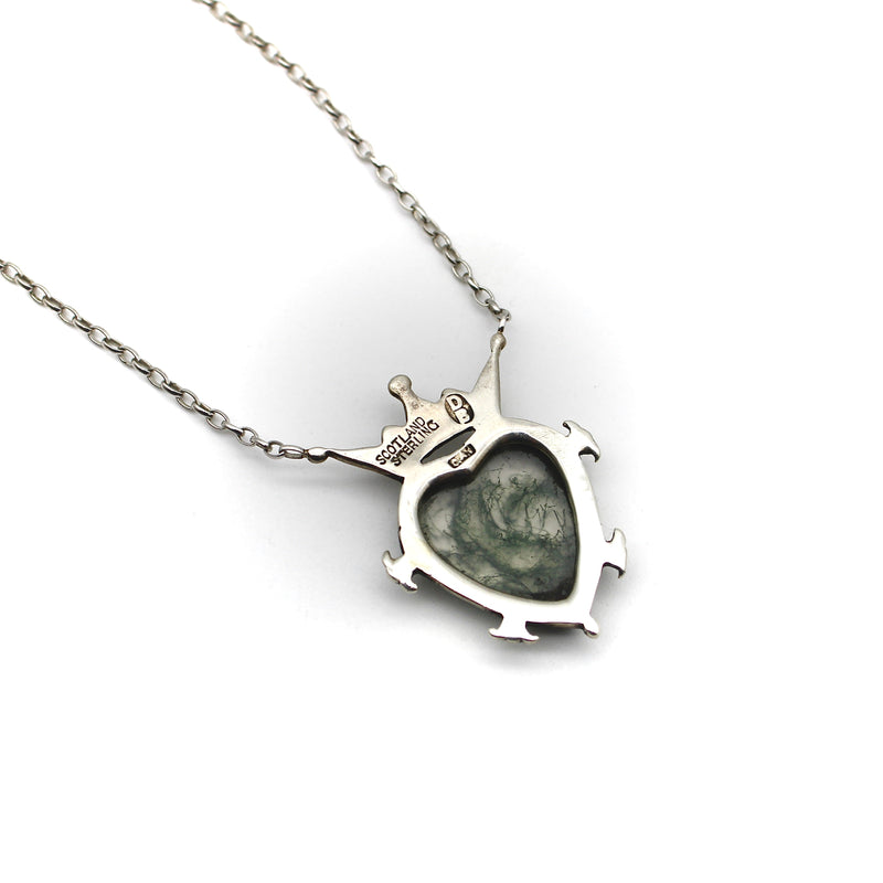 Heart Shaped Sterling Silver Scottish Moss Agate Necklace Necklace Kirsten's Corner 