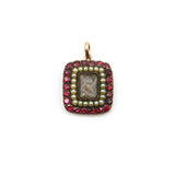 9K Gold Georgian Mourning Pin with Garnets and Pearls Pendant, Charm Kirsten's Corner 