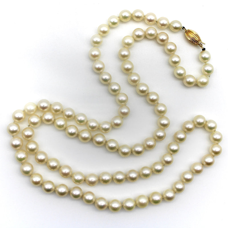 Vintage Cultured Pearl Necklace with 14K Gold Clasp Necklace Kirsten's Corner 