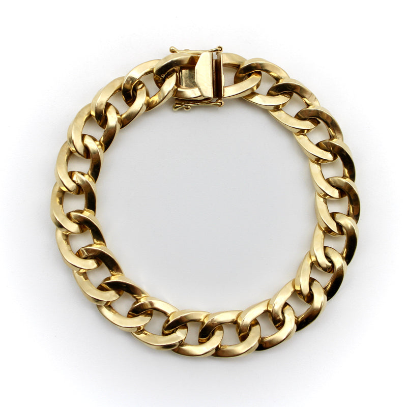 14K Gold Squared Curb Link Vintage Bracelet Bracelet Kirsten's Corner 