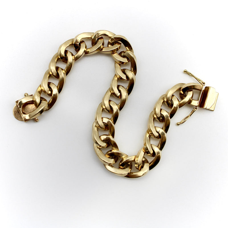 14K Gold Squared Curb Link Vintage Bracelet Bracelet Kirsten's Corner 