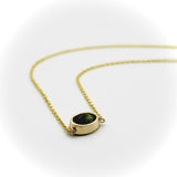 14K Gold Signature Bezel Set Dark Green Tourmaline Necklace Necklace Kirsten's Corner 