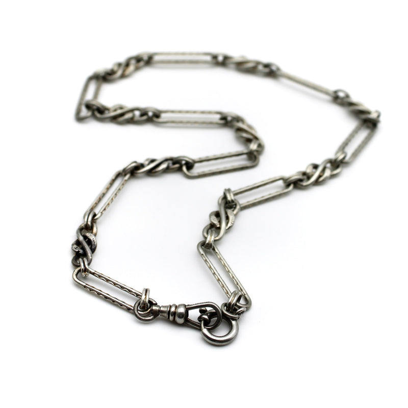 Victorian Era Sterling Silver Watch Chain with Spring Ring Clasp Chain Kirsten's Corner 