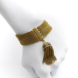 14K Gold Victorian Etruscan Revival Multi-Strand Bracelet with Tassel Bracelet Kirsten's Corner 