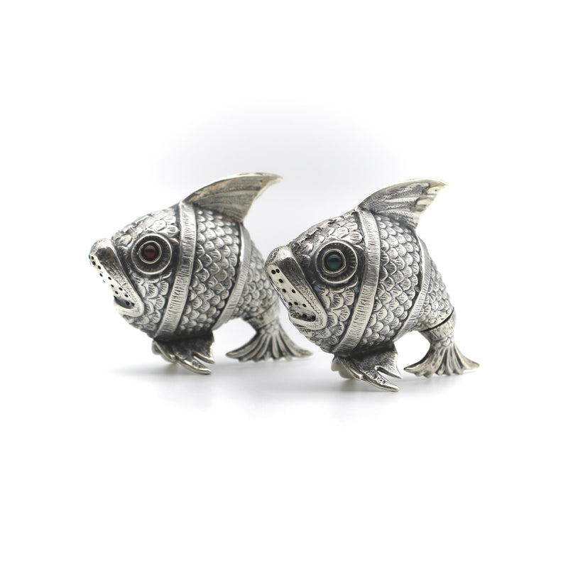 Sterling Silver Spanish Fish Salt and Pepper Shakers Objects of Virtue Kirsten's Corner 