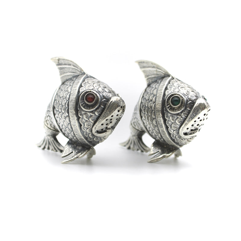 Sterling Silver Spanish Fish Salt and Pepper Shakers Objects of Virtue Kirsten's Corner 