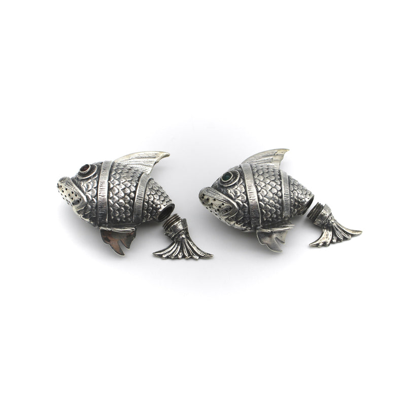 Sterling Silver Spanish Fish Salt and Pepper Shakers Objects of Virtue Kirsten's Corner 