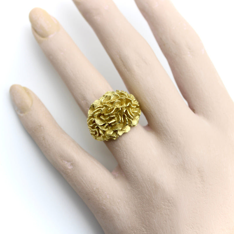 18K Gold Coral Shaped Mid-century Modern Bombe Ring Ring Kirsten's Corner 