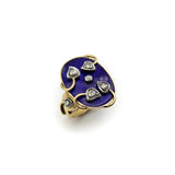 Vintage 18K Gold, Silver, Blue Enamel, and Diamond Ring ring Kirsten's Corner Jewelry 