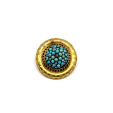 Etruscan Revival 14K Gold, Turquoise, and Diamond Brooch Brooches, Pins Kirsten's Corner Jewelry 