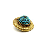 Etruscan Revival 14K Gold, Turquoise, and Diamond Brooch Brooches, Pins Kirsten's Corner Jewelry 