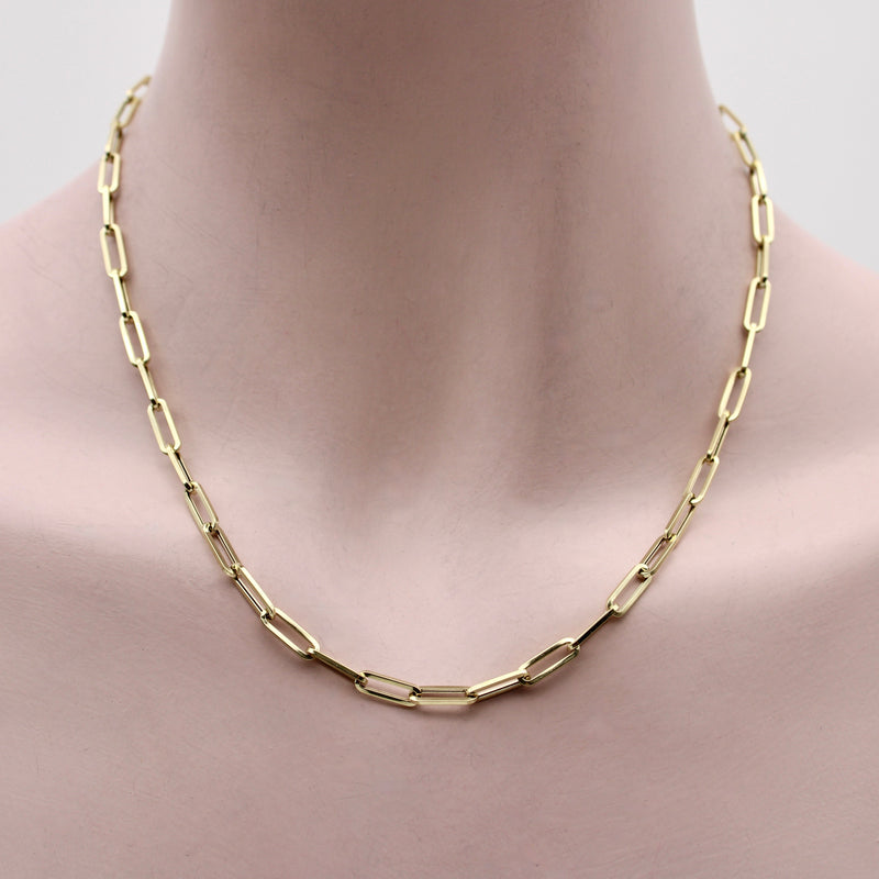 14K Gold Small Paperclip Link Chain Necklace Chain Kirsten's Corner 