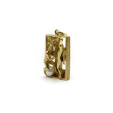 14K Gold Figural Adam and Eve Pendant with Ruby and Pearl Pendant Kirsten's Corner 
