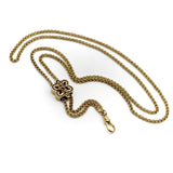 Victorian 15K Gold Chain with Enamel Slide and Dog Clip Chain Kirsten's Corner 