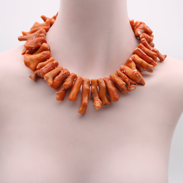 Organic Coral Necklace with 14K Gold Lobster Clasp Necklace Kirsten's Corner 