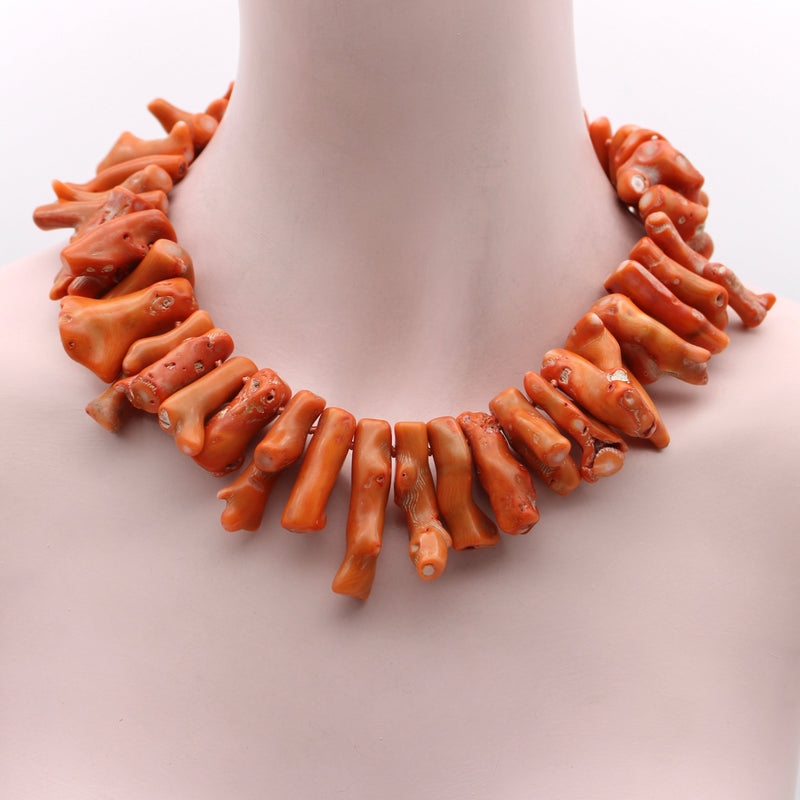 Organic Coral Necklace with 14K Gold Lobster Clasp Necklace Kirsten's Corner 