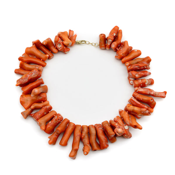Organic Coral Necklace with 14K Gold Lobster Clasp Necklace Kirsten's Corner 