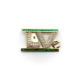 14K Gold Vintage Diamond and Emerald Love Pin Brooches, Pins Kirsten's Corner 