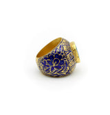 Indian 22K Gold Enamel and Blue Quartz Ring Ring Kirsten's Corner 