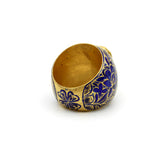 Indian 22K Gold Enamel and Blue Quartz Ring Ring Kirsten's Corner 