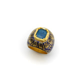 Indian 22K Gold Enamel and Blue Quartz Ring Ring Kirsten's Corner 