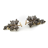 Victorian Sterling Silver & 14K Gold Diamond Leaf Earrings Earrings Kirsten's Corner Jewelry 