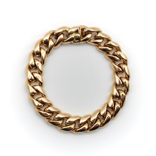 Vintage 18K Gold Heavy Puffy Curb Link Bracelet Bracelet Kirsten's Corner 