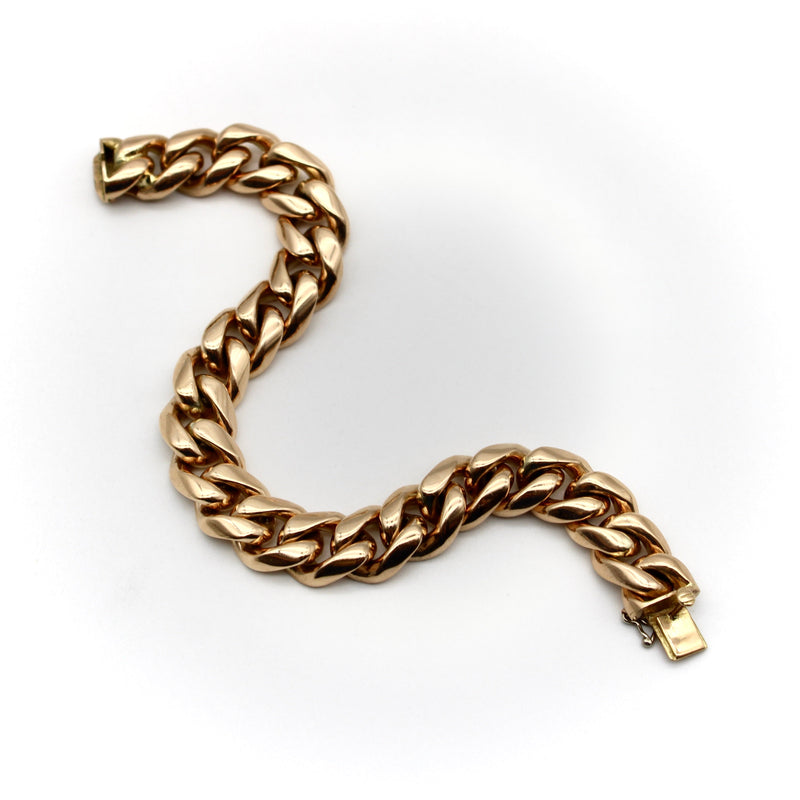 Vintage 18K Gold Heavy Puffy Curb Link Bracelet Bracelet Kirsten's Corner 