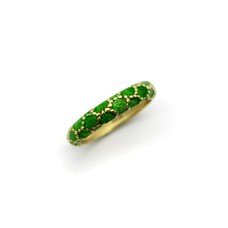Vintage 18K Gold Tiffany & Co. Green Enamel Ring Ring Kirsten's Corner 