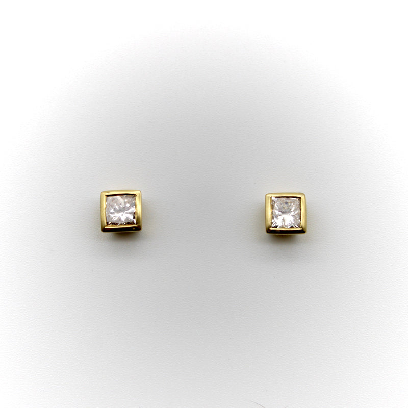 18K Gold Princess Cut Diamond Earrings Earrings Kirsten's Corner 