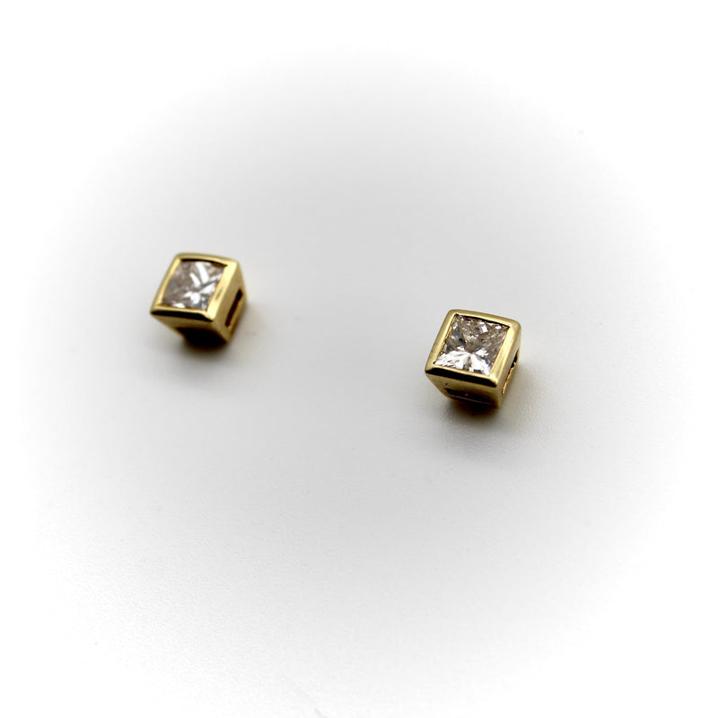 18K Gold Princess Cut Diamond Earrings Earrings Kirsten's Corner 
