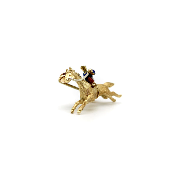 18K Gold Edwardian Jockey Pin with Enamel Details Brooches, Pins Kirsten's Corner 