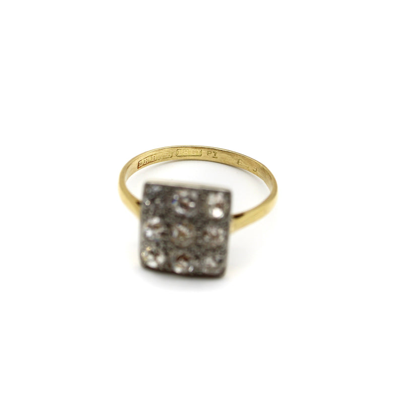 18K Gold and Platinum Old Mine Cut Cobblestone Ring Ring Kirsten's Corner 