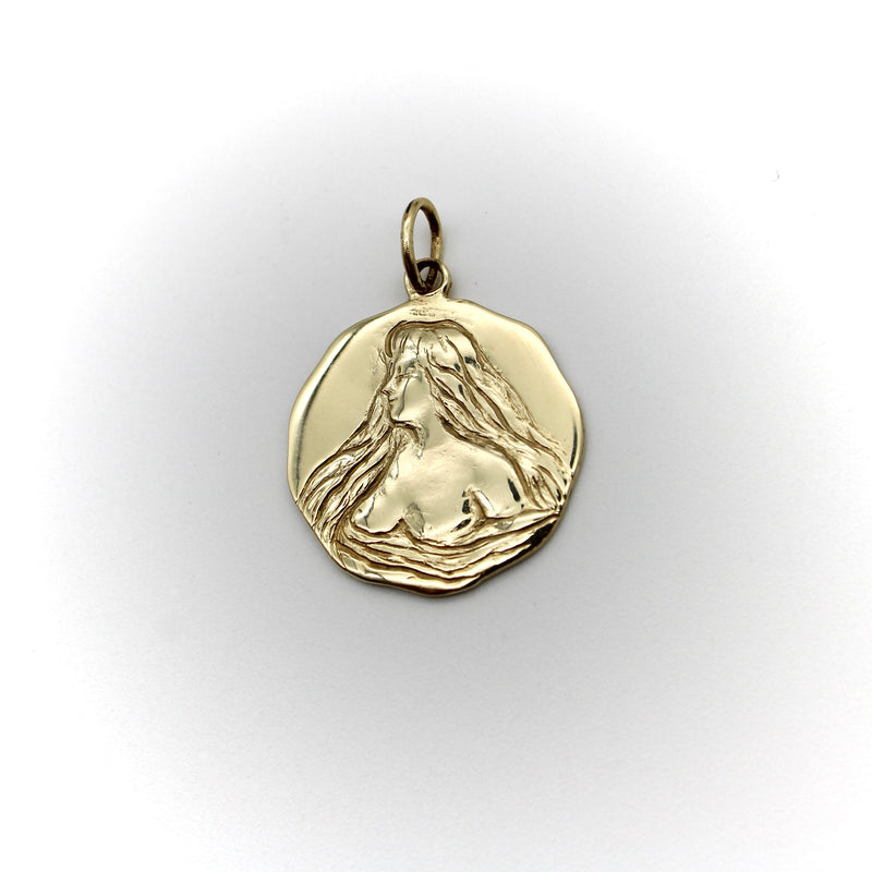 14K Gold Lady of the Water Signature Medallion Pendant, Charm Kirsten's Corner 